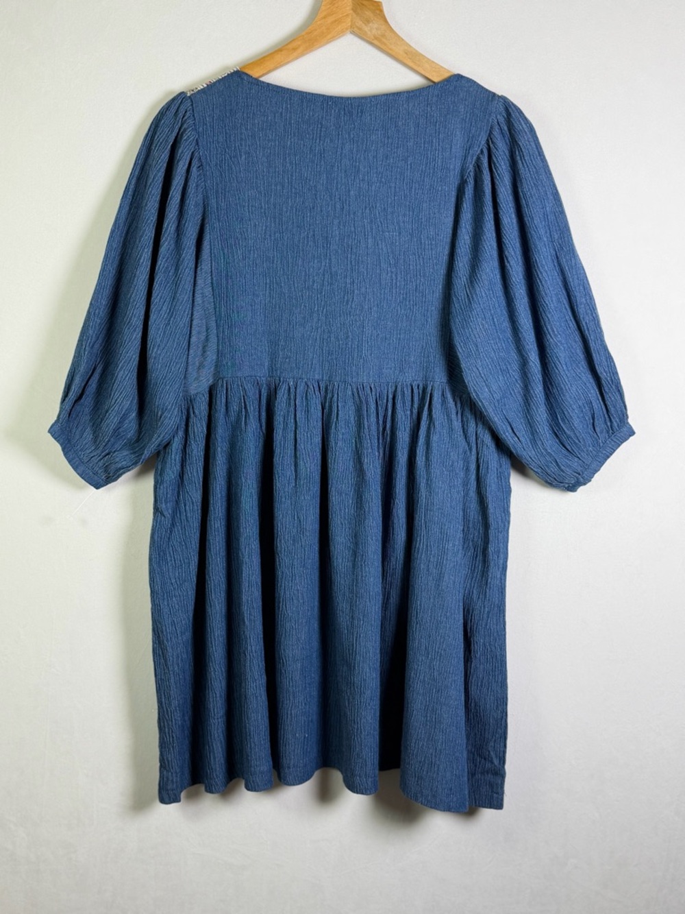Hayden LA Women’s Blue Prairie Dress Boho Peasant Puff Sleeve Babydoll Sz S - Picture 8 of 10